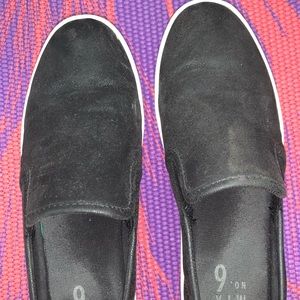 Black Suede Slip Ons